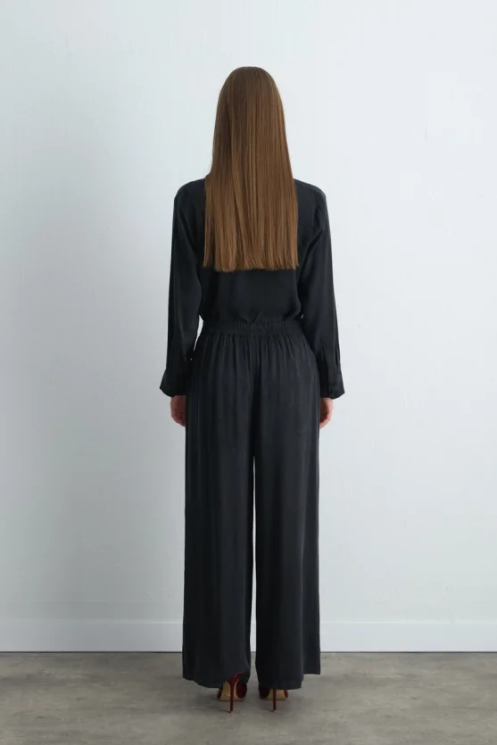 Anka Collection Wide Leg Lyocell Pants Black - Gusto