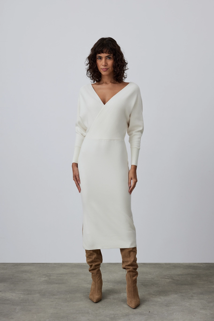 Anvelop Cut Knitwear Dress - Ecru Ecru