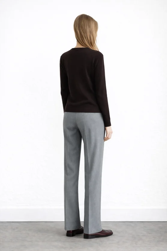 Argyle Patterned Designed Knit Wool Cardigan Brown - Gusto