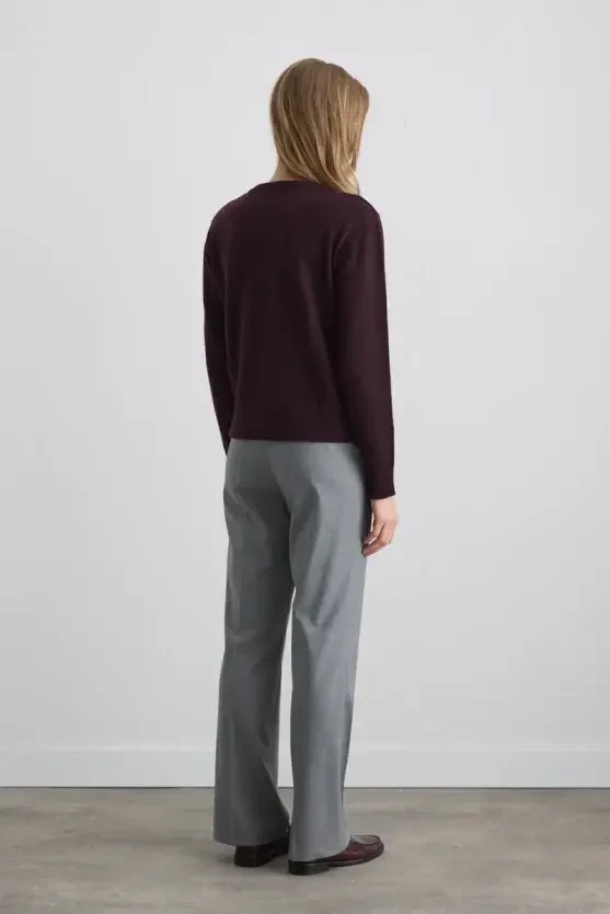 Argyle Wool Knit Cardigan - Mulberry - 7