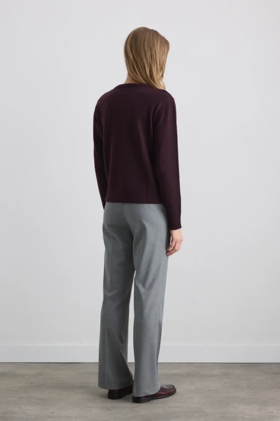 Argyle Wool Knit Cardigan Mulberry - Gusto