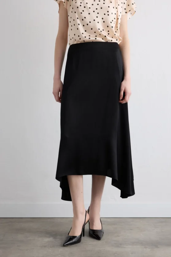 Asymmetrical Satin Skirt Black - 3