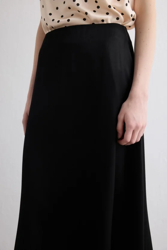 Asymmetrical Satin Skirt Black - 4