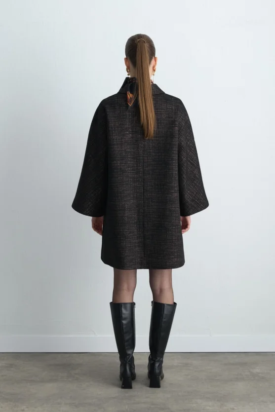 Baby Collar Jacquard Kaftan Black - Gusto