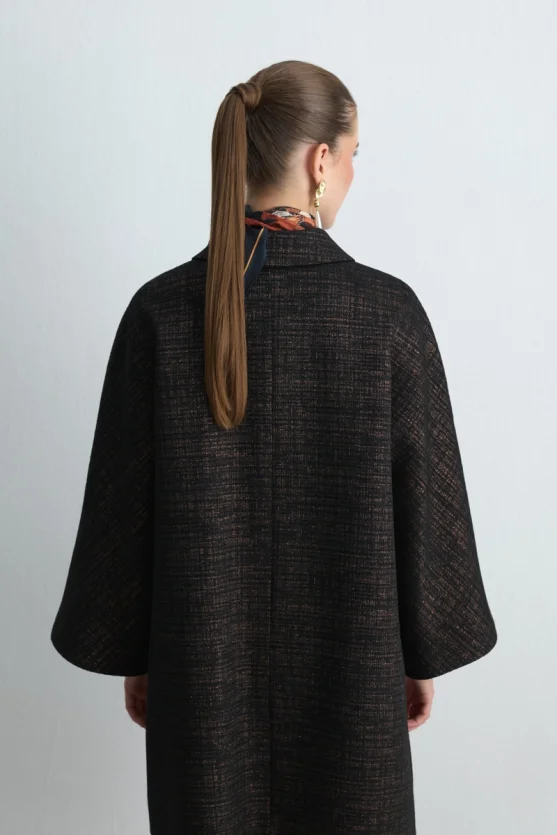 Baby Collar Jacquard Kaftan Black - Gusto