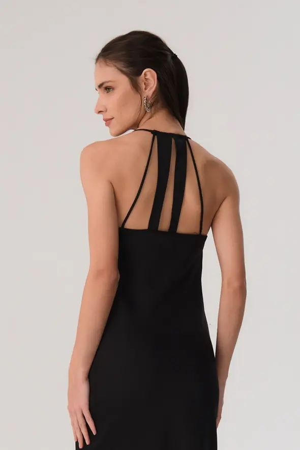 Back-Strapped Evening Dress - Black - 6