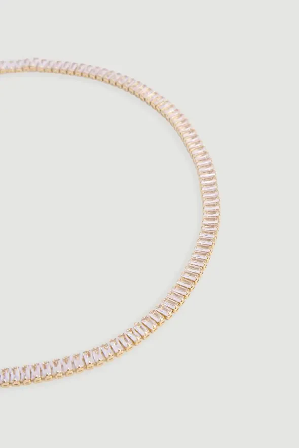 Baguette Tennis Necklace - Gold - 2