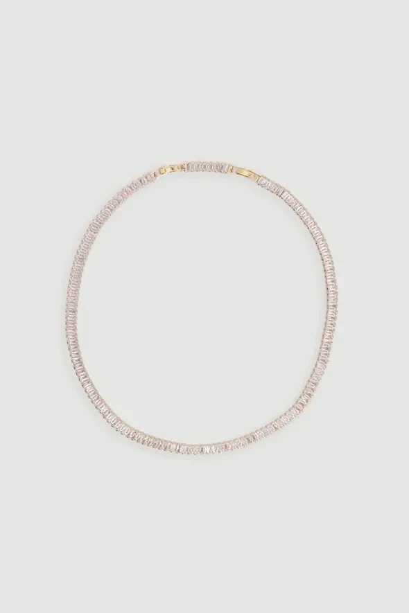Baguette Tennis Necklace - Gold - 1