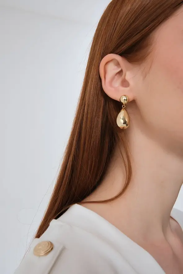 Ball Detail Drop Earrings - Gold - 1