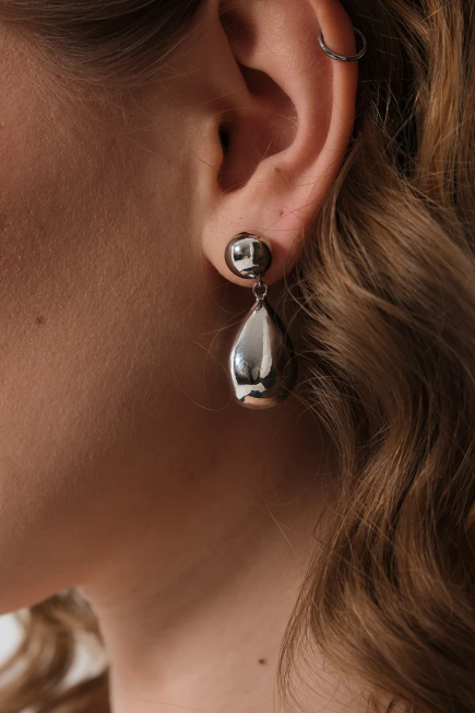 Ball Detail Drop Earrings - Silver Silver