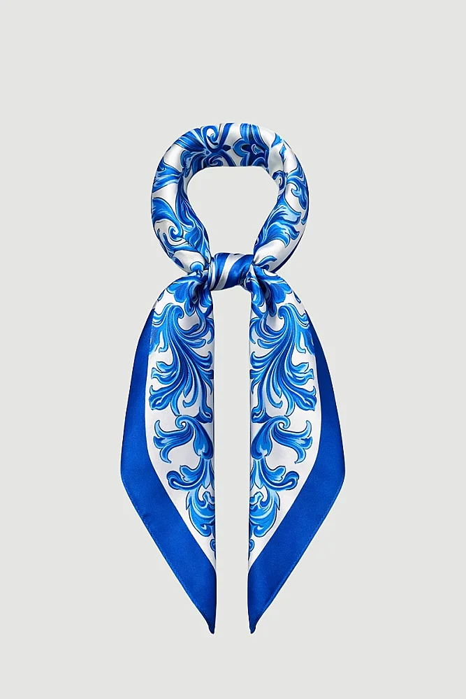 Baroque Pattern Scarf - Blue Blue
