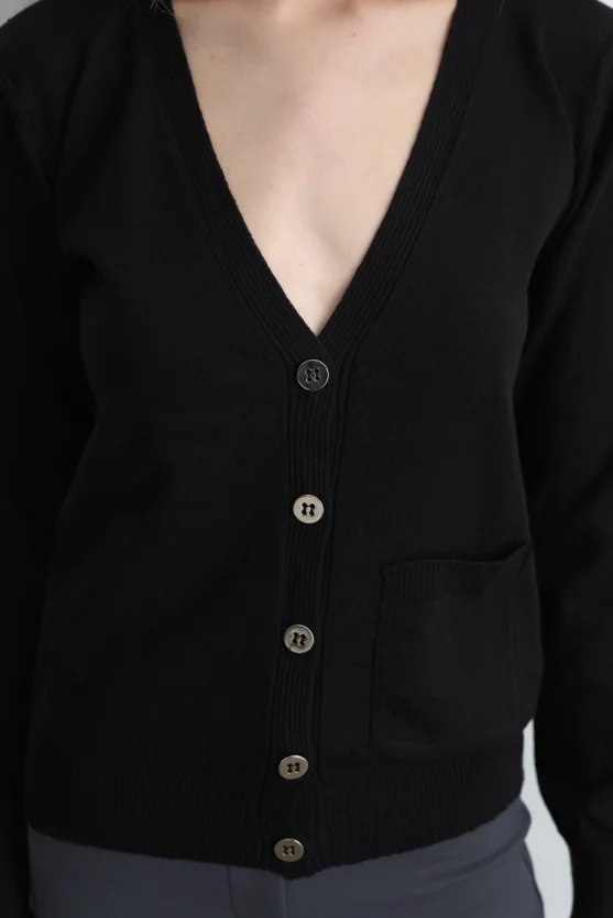 Basic Knit Cardigan - Black - 3