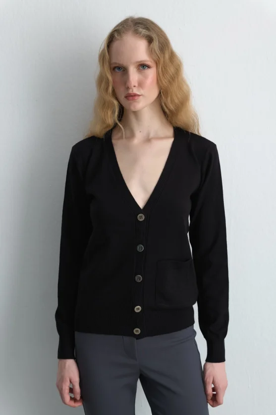 Basic Knit Cardigan Black - Gusto