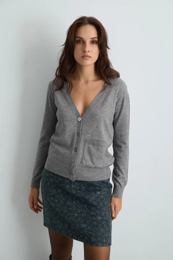 Basic Knit Cardigan Gray - 4