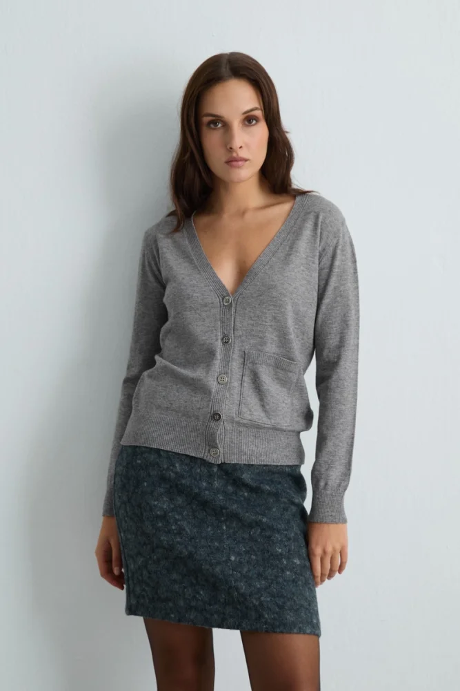 Basic Knit Cardigan Gray Gray
