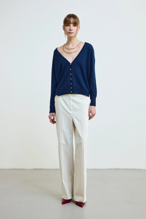 Basic Knit Cardigan - Navy - 2