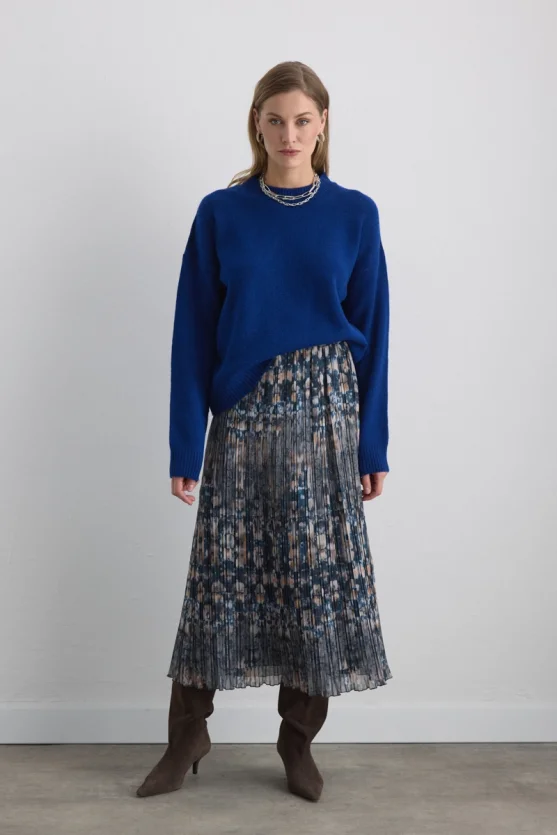 Basic Knit Sweater - Sax Blue - Gusto