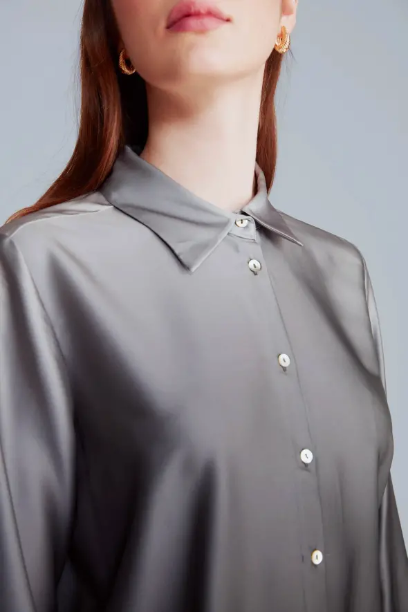 Batik Satin Shirt - Grey - 6
