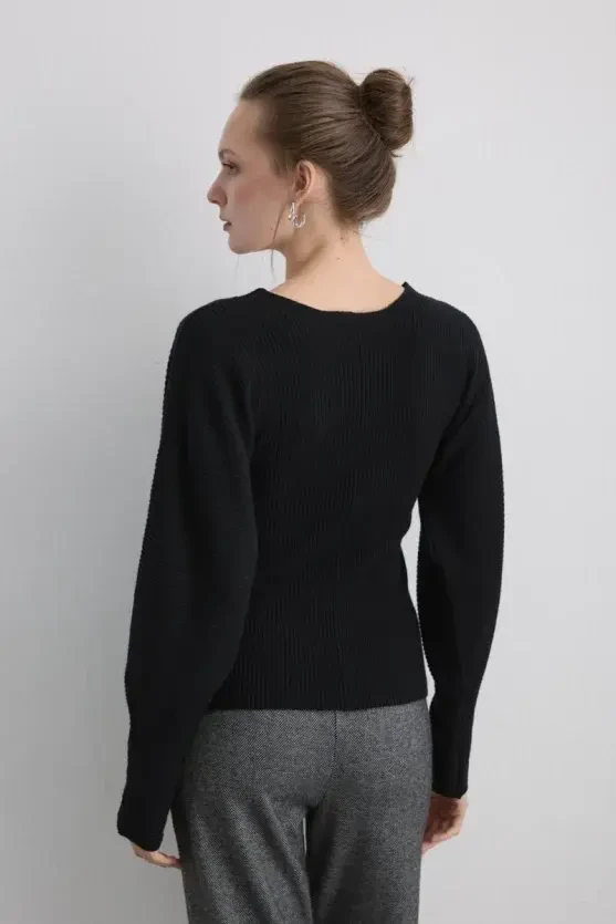 Batwing Sleeve Wool Knit - Black - 6