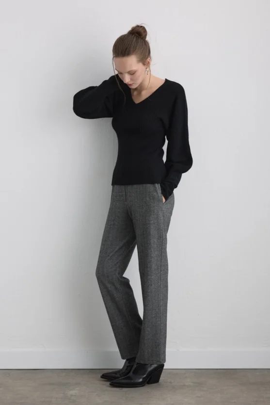 Batwing Sleeve Wool Knit Black - Gusto