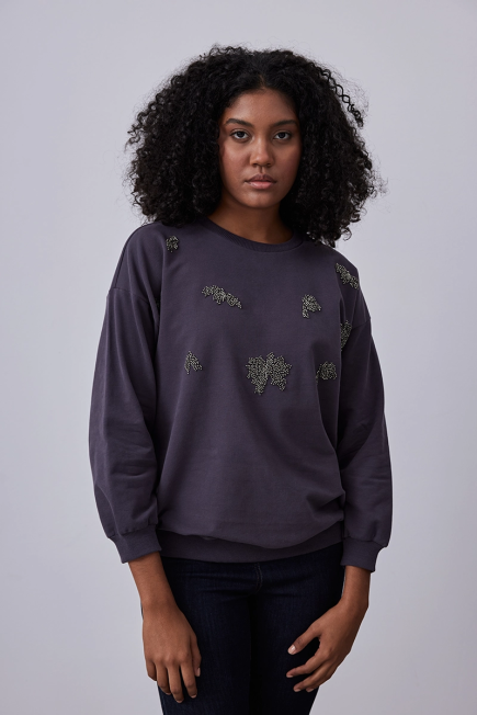 Bead Embroidered Sweatshirt - Anthracite Anthracite