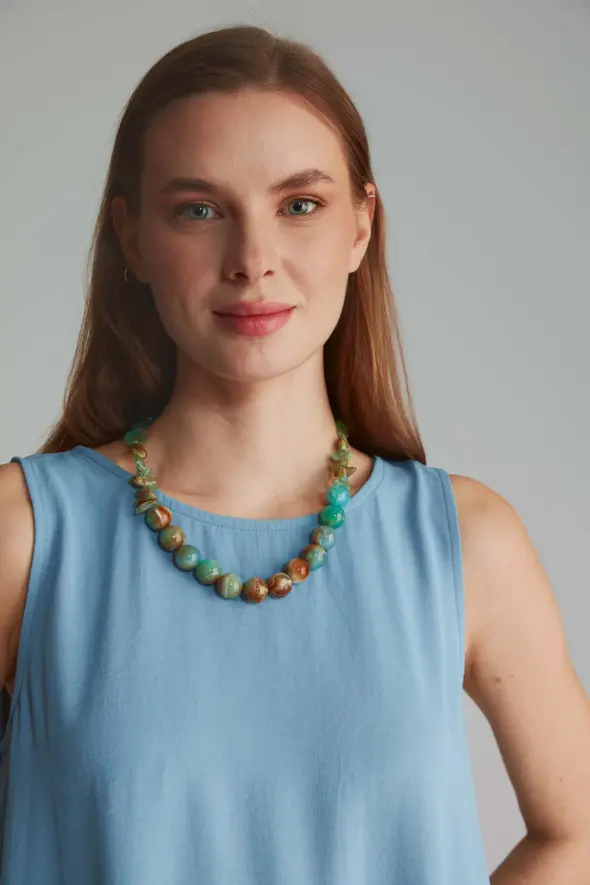 Bead Necklace - Green - 2