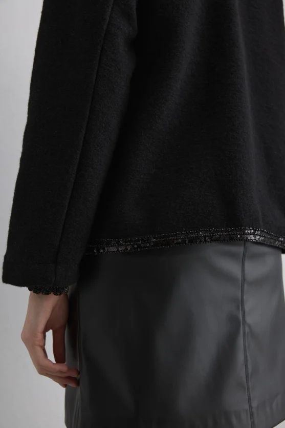 Beaded Wool Jacket Black - Gusto