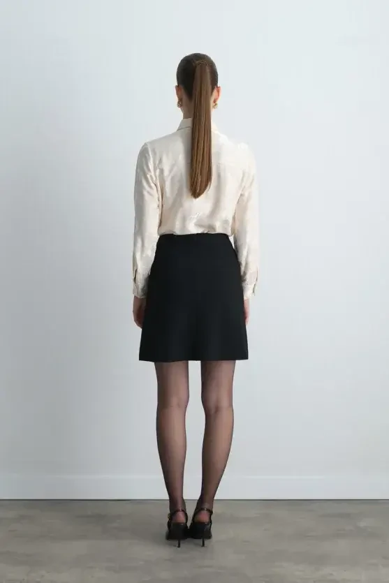 Belt Buckle Mini Skirt - Black - 4