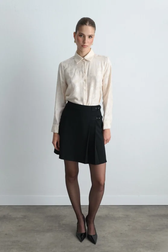 Belt Buckle Mini Skirt Black - 3