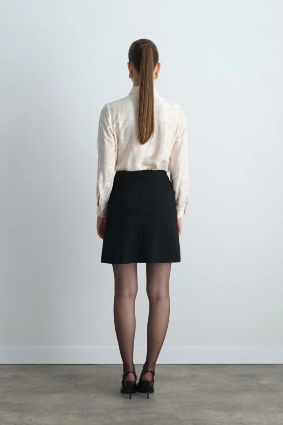 Belt Buckle Mini Skirt Black - Gusto