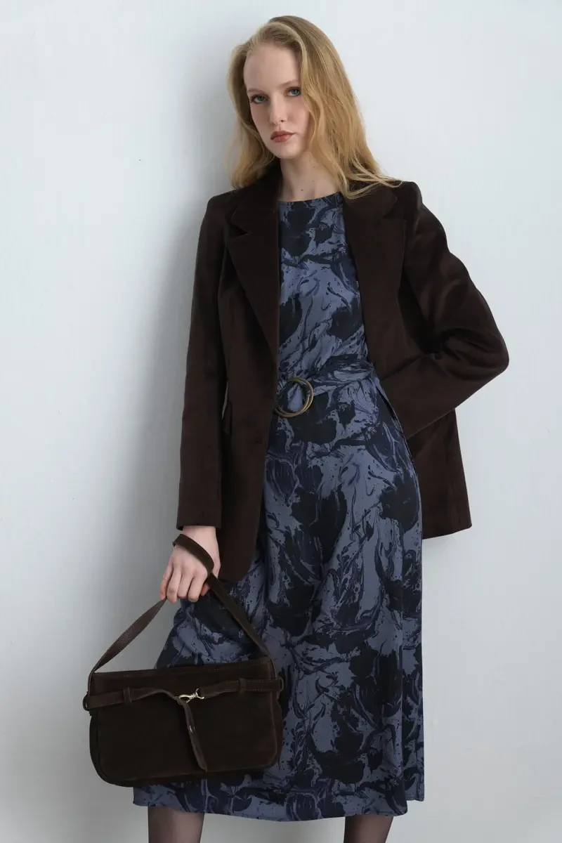 Belt Detail Suede Bag - Brown - Gusto (1)