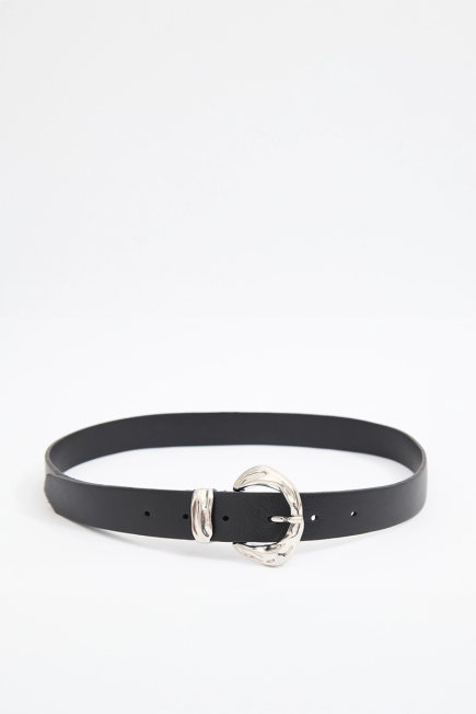 Belt with Silver Buckle - Black Black