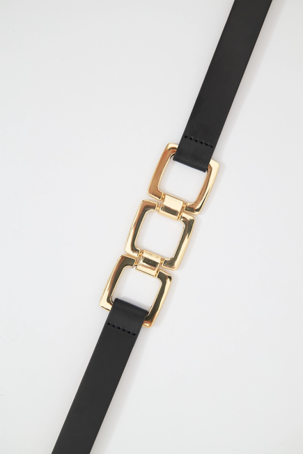 Belt with Square Buckle - Black Black