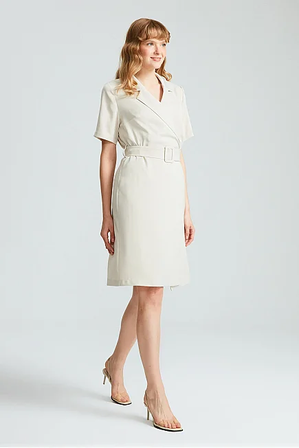 Belted Blazer Dress - Platinum - 2