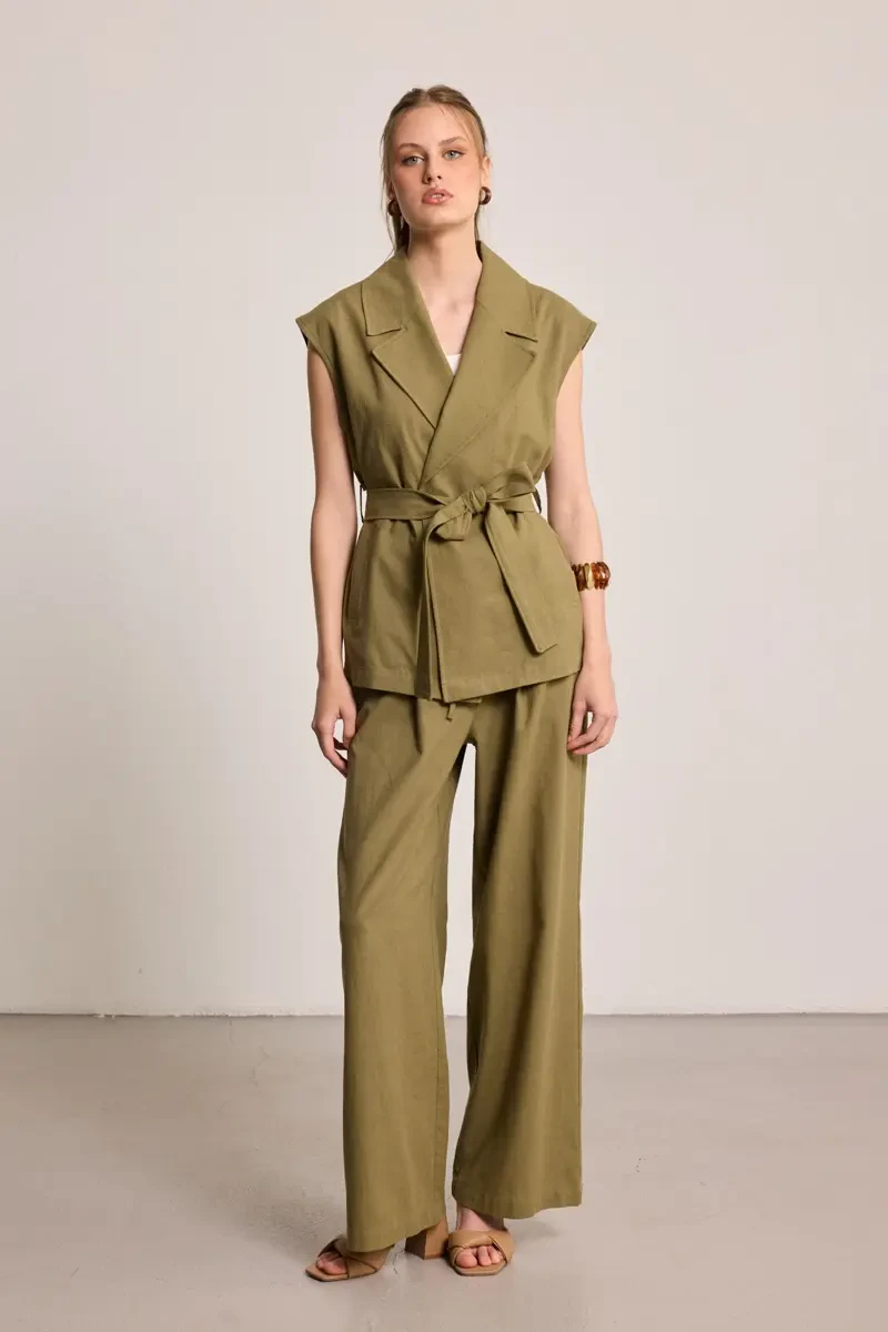 ジャケット・アウター Eaphi linen like belt vest linen like belt vest beige Eaphi