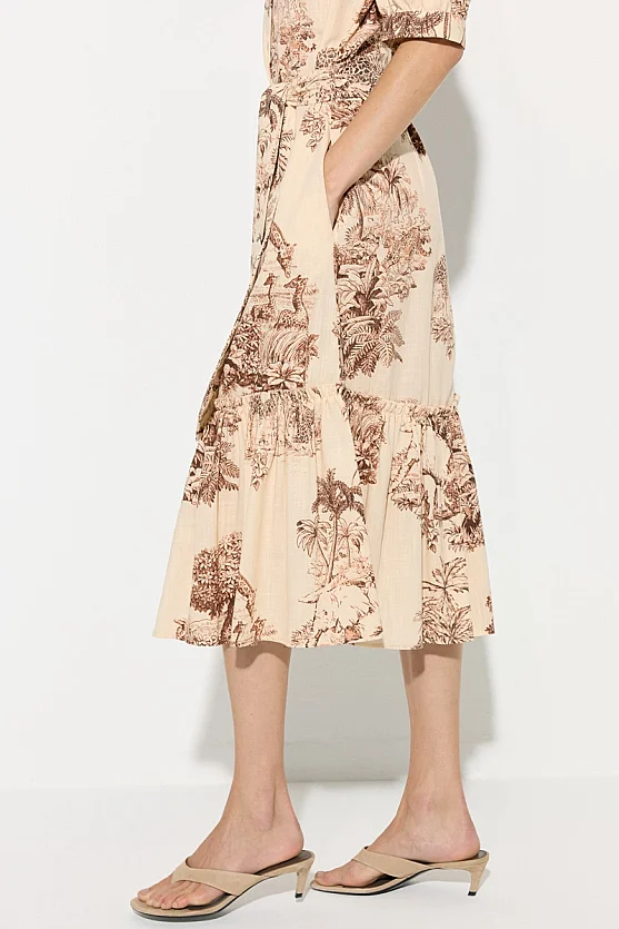 Belted Long Shirt Dress - Beige - Gusto