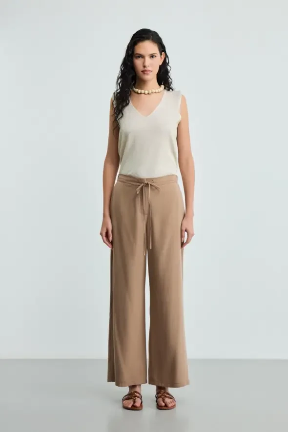 Belted Tencel Pants - Taupe - 3