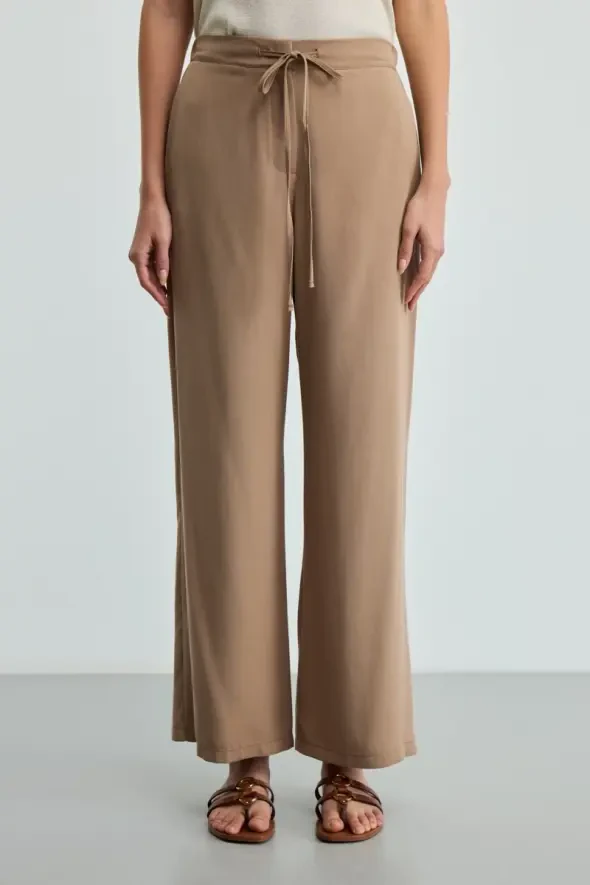 Belted Tencel Pants - Taupe - 2