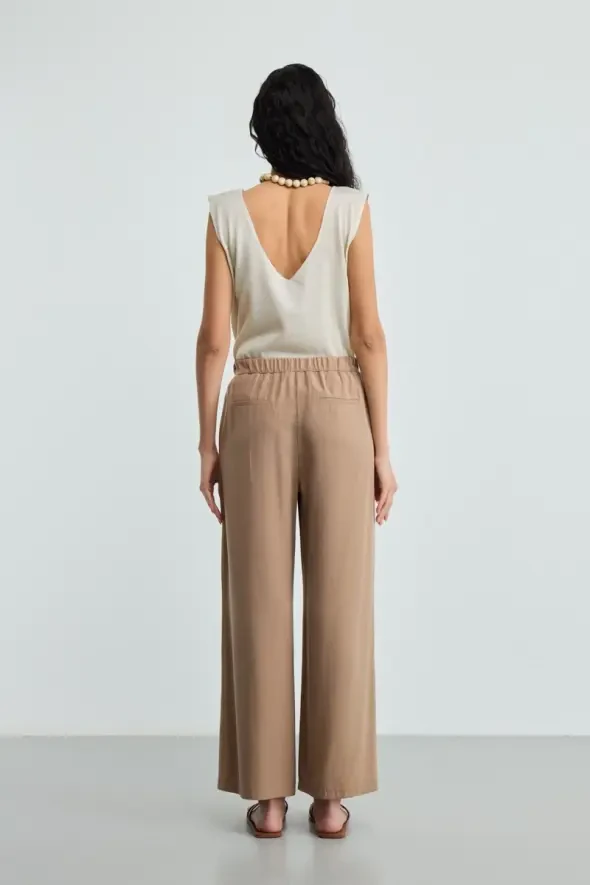 Belted Tencel Pants - Taupe - 5