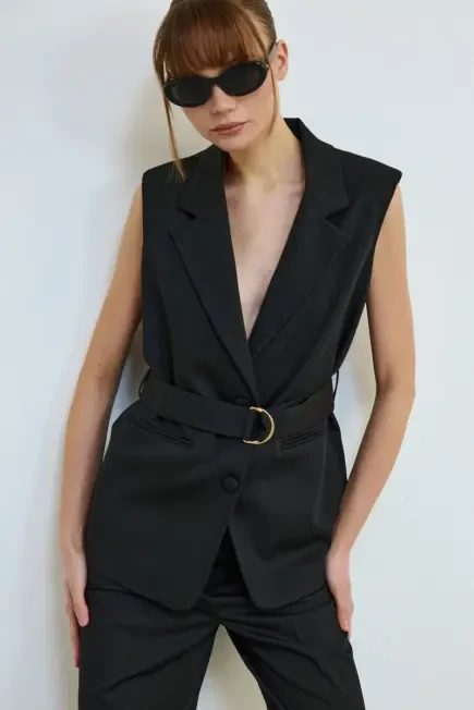 Belted Vest - Black - Gusto