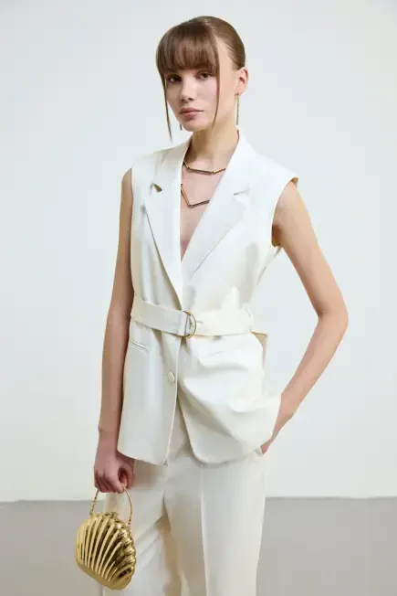 Belted Vest - Ecru - Gusto