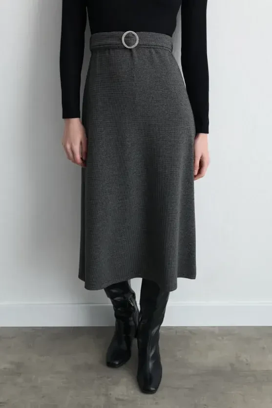 Belted Viscose Dress - Black - 2