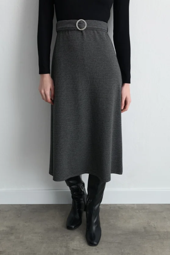 Belted Viscose Dress Black - Gusto