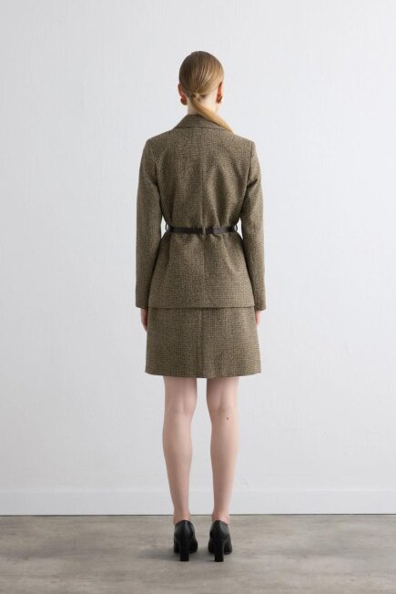 Belted Wool Jacket - Brown - Gusto