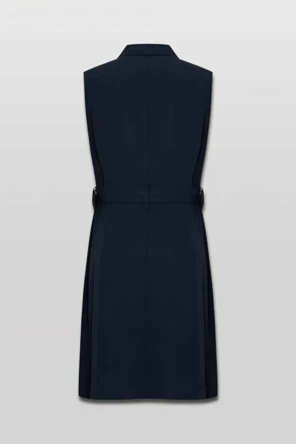 Belted Wrap Lyocell Dress - Navy - 6