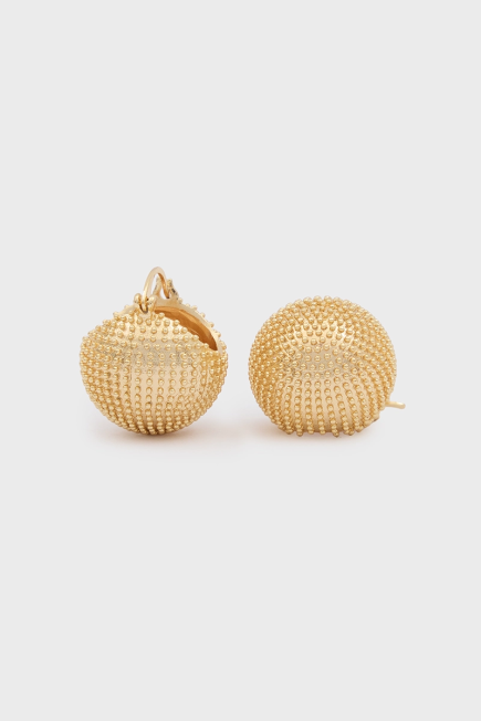 Big Ball Evening Brass Earrings - Gold Gold