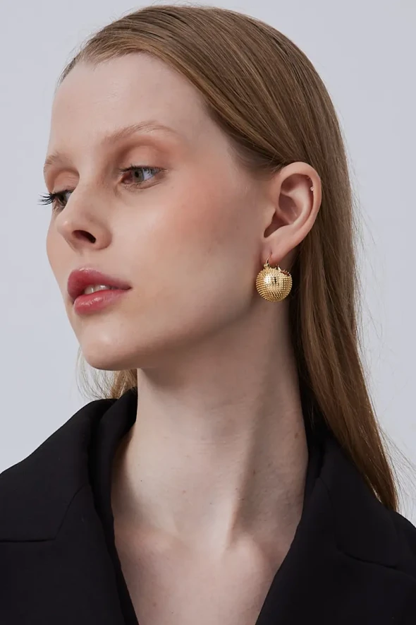 Big Ball Evening Brass Earrings - Gold - 2