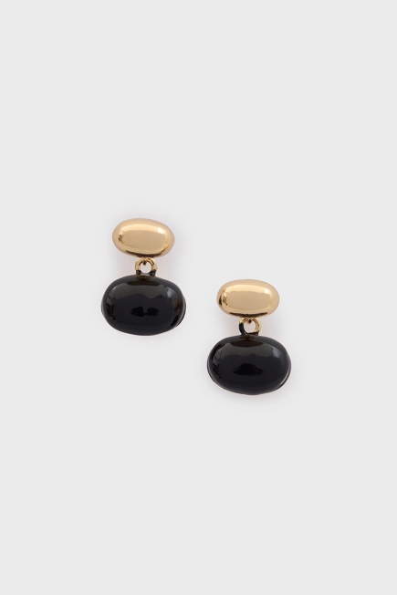 Black Stone Design Earrings - Black Black