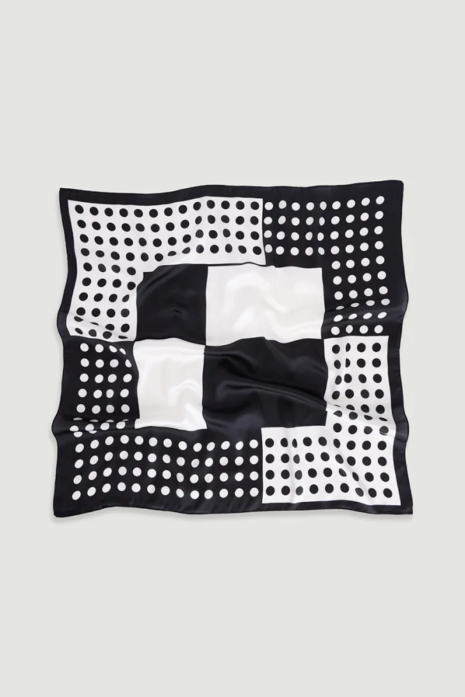 Black White Polka Dot Scarf Black Black