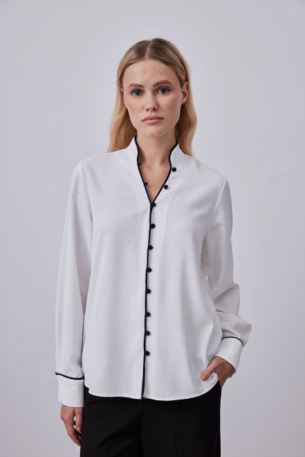 Blouse with Piping - Ecru Ecru